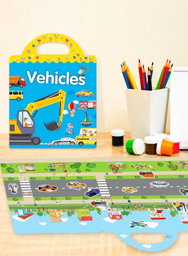 Benresive Reusable Sticker Books for Toddlers, Fun Travel Stickers for Kids, Toddler Sticker Book, Crafts Activities for Toddlers, 3 and Up Birthady Gifts - Vehicle - Image 2